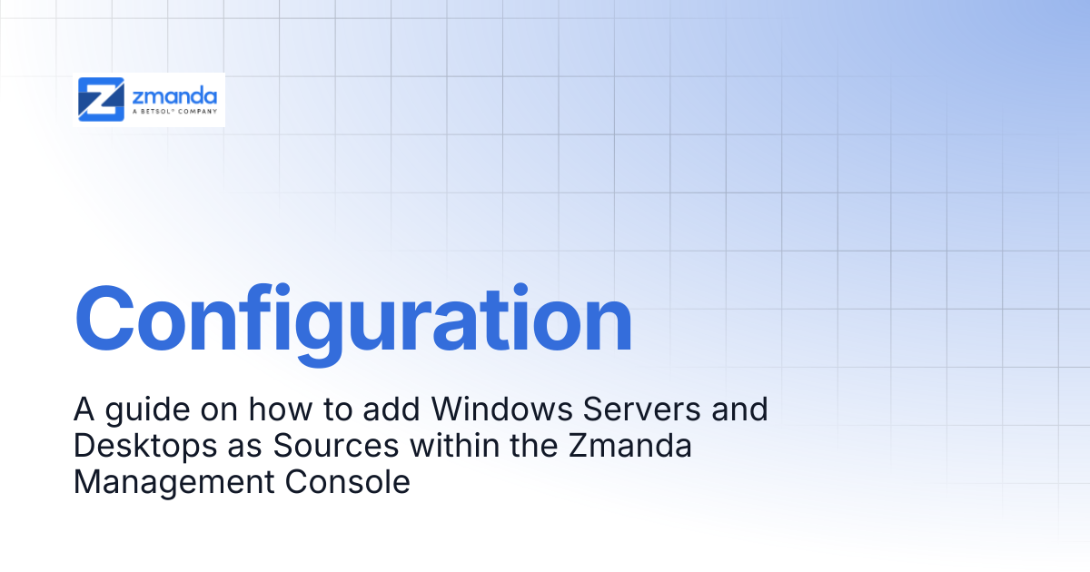 Configuration | Zmanda Classic | Zmanda Docs
